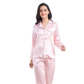 Simulated Silk Pajamas for Women 2025 Spring New pink Striped Casual Satin Home Wear Korean Thin Long Pajamas Set Outside