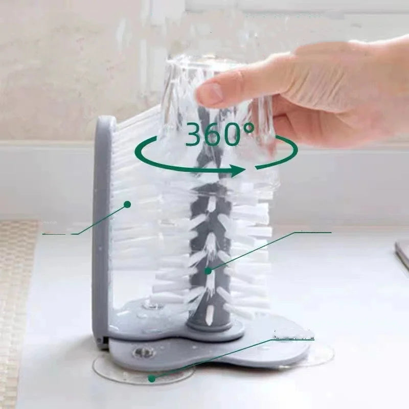 OWNSWING Water Bottle Cleaning Brush Glass Cup Washer with Suction Bristle Brush for Beer Cup