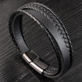 New Style Men Jewelry 316 Stainless Steel Clasp Black Multi Genuine Leather Men Bracelet
