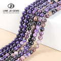 JD Wholesale 6-12mm 5A Natural Purple Color Charoite Stone Round Loose Spacer Gemstone Beads for Jewelry Making