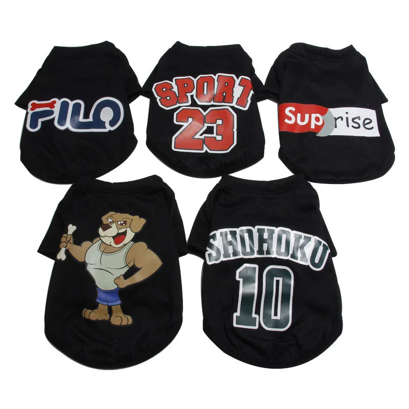 Custom Dog Clothes Sublimation Print Pet Clothes Solid Color Cartoon Breathable Dog Sport T Shirt