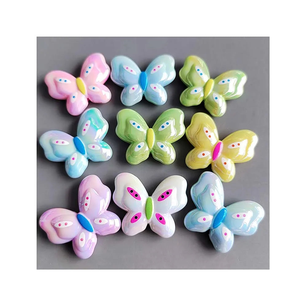 34mm Pastel Color Pearl Hand Painted Beads Butterfly for Pens Making