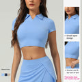 Women's Polo Shirts Short Sleeve Collared Crop Tank Tops Cropped Blouses Workout Tennis Golf Shirt V Neck Yoga Fitness Clothing