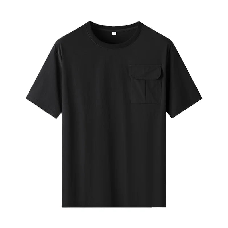 High Quality Regular Fit Men's T-Shirt Custom Streetwear Pocket Breathable Knitted O-Neck Eco-Friendly Sizes XS