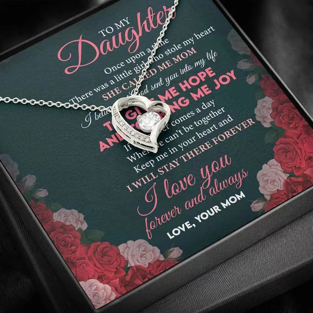 925 Sterling Silver Plate Bling Interlocking Heart Pendant Necklace Double Heart Classic Mother's Day Gift