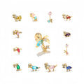 Girls Cute Little Animal Ear Bone Stud Dinosaur Bear Rabbit Piercing Jewelry Stainless Steel Screw Zirconia Earring Studs