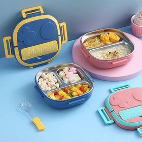 BPA Free Portable Stainless Steel Thermal Kids Lunch Box Heat Resistant LeakProof Food Storage Container Packaged in Carton