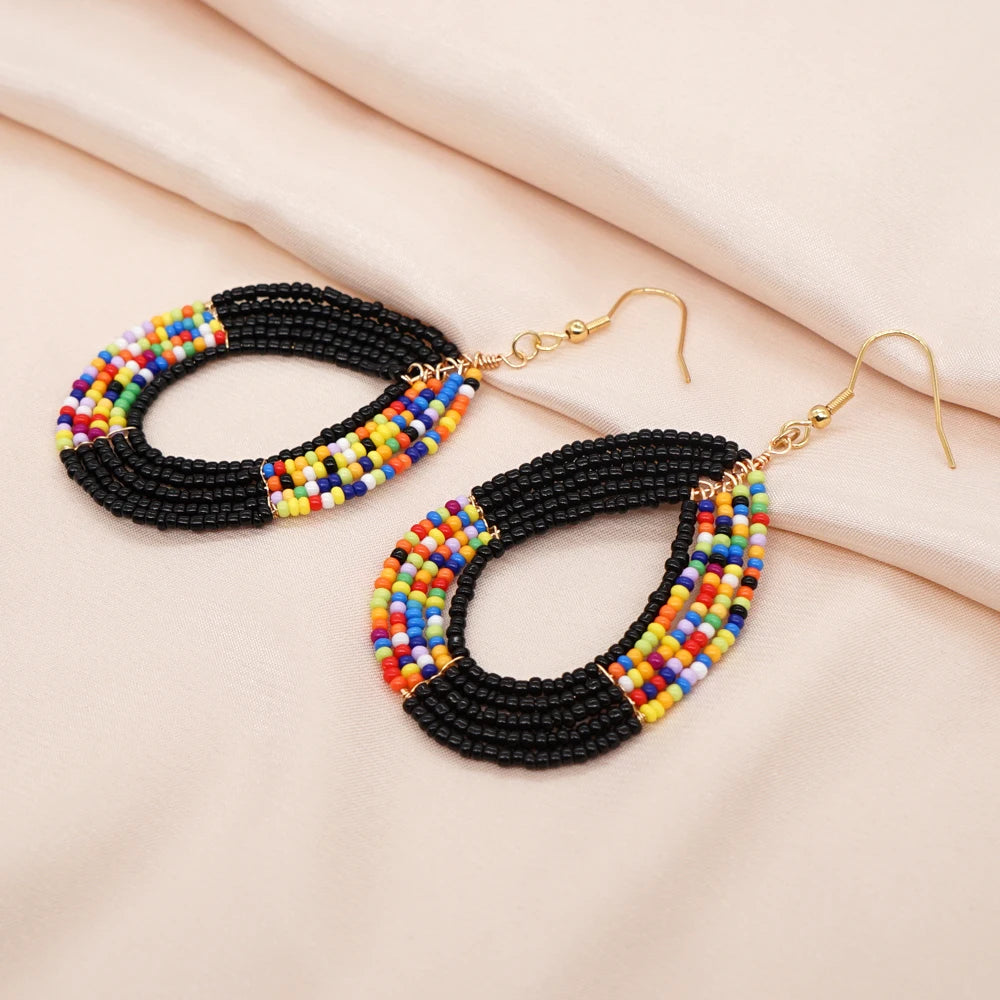 Go2Boho Bohemian Classy Multicolor Dainty Beaded Jewelry Delicate Braided Water Drop Earrings for Women Elegant Wedding Gifts