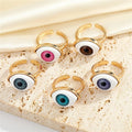 Wholesale Gold Plated Open Adjustable Lucky Turkish Evil Eye Rings Jewelry for Woman Ladies