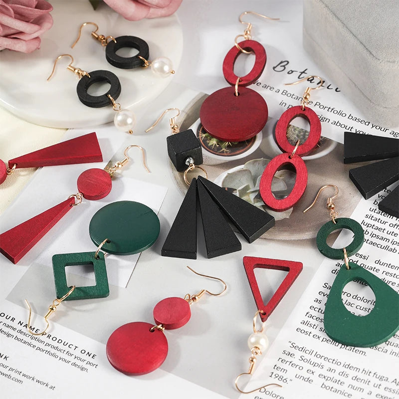 HOVANCI Wholesale Wooden Earrings Bulk Boho Beachy Geometric Triangle Blanks Wood Earrings