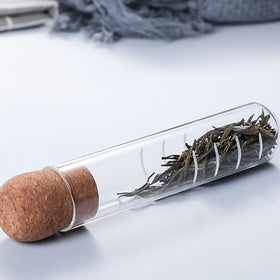 Cabilock Cork Lid Glass Transparent Tea Leaf Strainer Empty Tea Infuser Tube Brewing Test Tube for Loose Tea