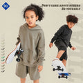 Customized Cotton Children's Hoodie With Fluffy Printed Embroidery for Boys and Girls' Sports Shorts and Hoodie Set