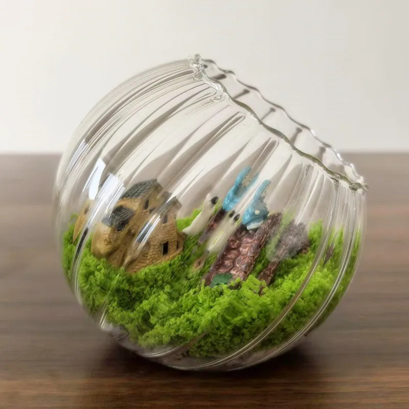 Modern Striped Eco-Friendly Glass Planter Vase Indoor Plant Pot for Home Gardening Desk Decoration Succulent Moss Customizable