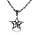 Vintage Men Stainless Steel Pentagram Pendant Five-pointed Star Necklace