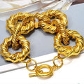 Kaimei Wholesale ZA New Gold Metal Hoops Bracelet 18K Vintage Gold Twisted Round Fashion Bracelets Jewelry Accessories for Women