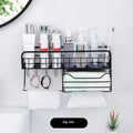 Modern Aluminum Black Metal Adhesive Holder Rack for Bathroom Accessory Storage Corner Mounted Toothbrush Shelf