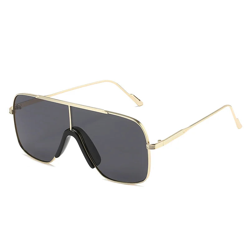 New Design Ins Style Luxury Metal Frames Oversized Sunglasses 2022 Women Men Shades Uv400 Custom logo Classic One-piece Lens