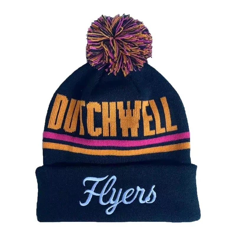 Cheap Jacquard Adult Acrylic Pom Beanie Custom Logo Men Pom Pom Knit Cuffed Winter Hat with Character Pattern for Travel