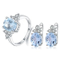 F0066 Abiding Fine Jewelry Good Selling Jewelry Silver Sky Blue Topaz Natural Stone 925 Jewelry Wedding Set