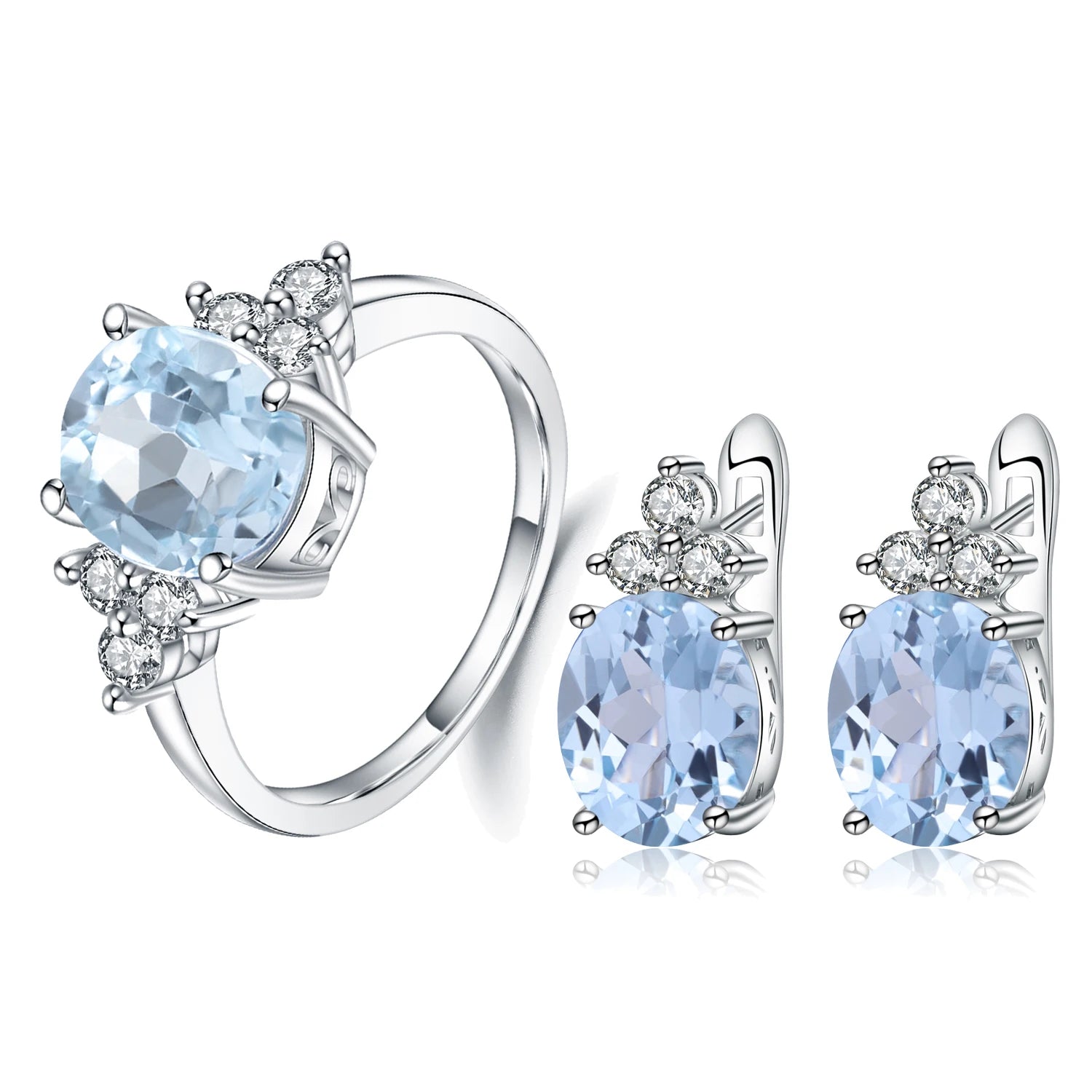 F0066 Abiding Fine Jewelry Good Selling Jewelry Silver Sky Blue Topaz Natural Stone 925 Jewelry Wedding Set