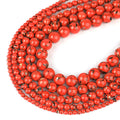 Wholesale Natural Stone Shell Orange Glitter Turquoise Stone Loose Round Beads for Jewelry Making