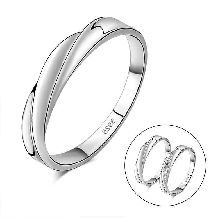 Solid 925 Silver Ring for Men Simple Romantic Style for Wedding Party or Anniversary