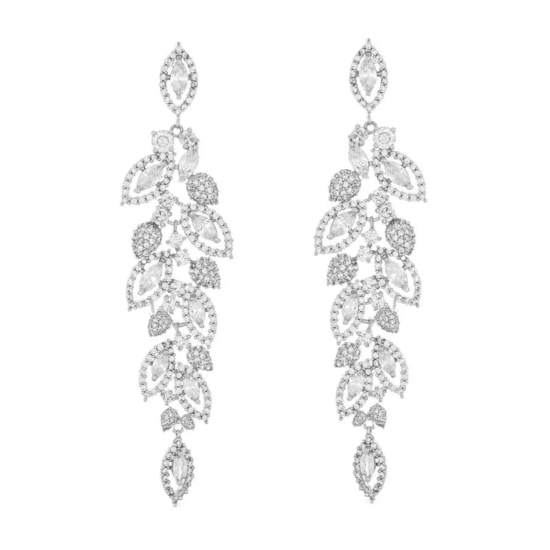 Hot Selling Geometric Long Alloy Flower Earrings in Europe and America Exaggerated Metal Piece Gold Earrings Female Earrings