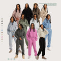 SHINBENE 345GSM Fleece 2pcs Long Sleeve Crop Hoodie & Jogger Pants Tracksuit Set Casual Season Winter XXL/XL for Women