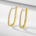 Modern Design Rectangle Huggie Gold Plated 925 Sterling Silver Geometric U Shape Hoop Earrings Jewelry