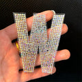 Wholesale 26 Alphabet A~Z Bling Hotfix Rhinestone Letters Stickers Iron on Crystal AB Diamond Patches for DIY Shirts Bikini
