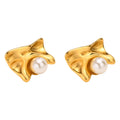 New Trendy Women Geometric Stamped Stainless Steel Butterfly Knot Pear Earrings Studs