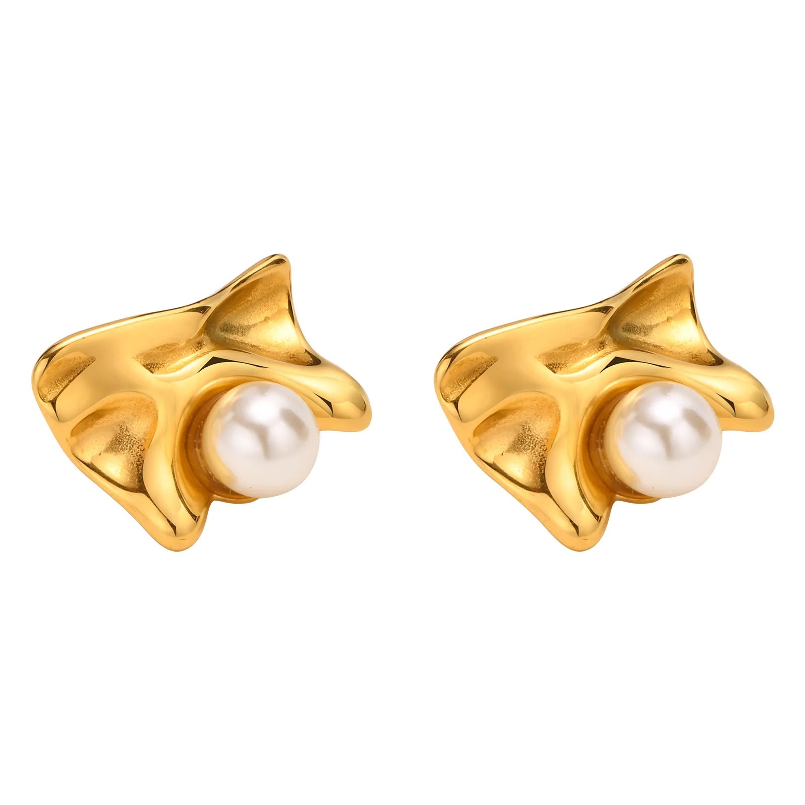 New Trendy Women Geometric Stamped Stainless Steel Butterfly Knot Pear Earrings Studs