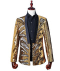 Men's Two Color Sequin Suit Stage Performance Suit Nightclub bar DJ Singer Host Fashion Top