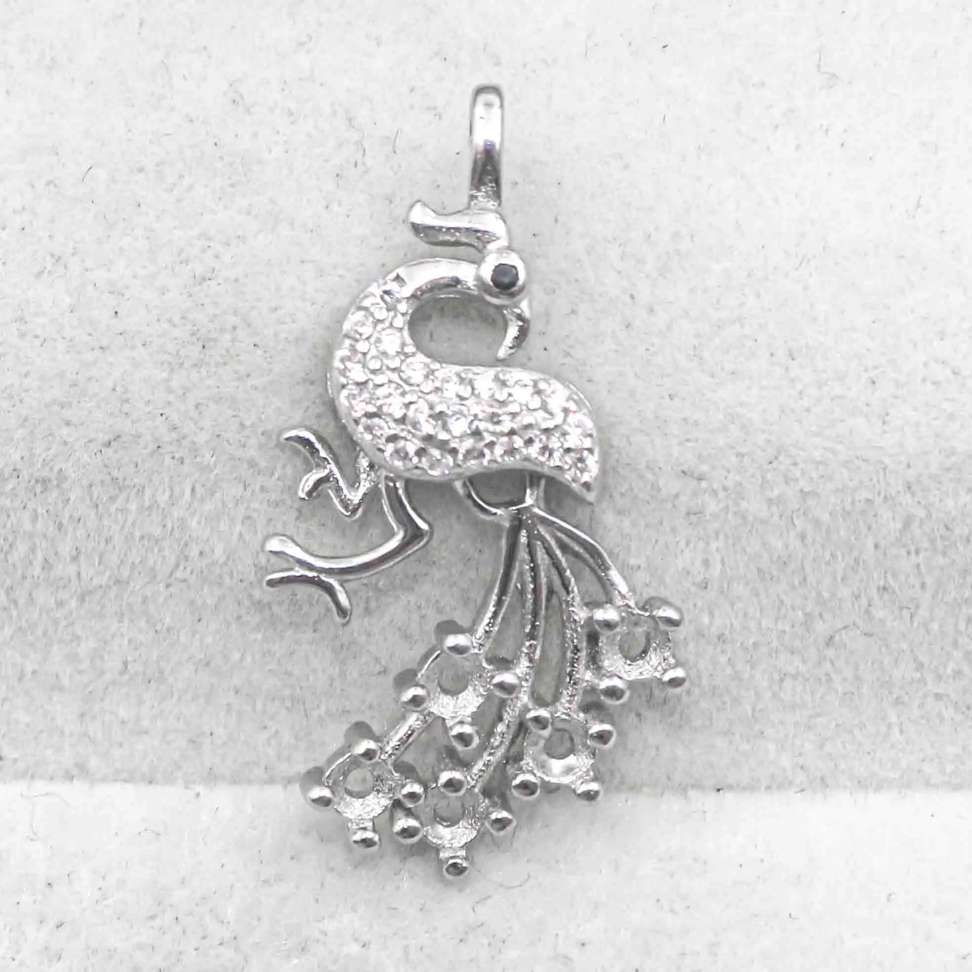 Sterling Silver 3*3mm Semi Mount Pendant Empty Frame Blank Support Setting S925 Base Holder Without Center Stone for DIY Inlay