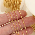 Real 14K Gold Filled Bead Chain 1MM/1.2MM/1.5MM Beaded Chain Semi-Finished Gold DIY Loose Tail Chain Bracelet Jewelry Findings