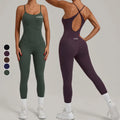 New Design Crossed Back Sports Jumpsuit Adjustable Shoulder Strap Custom Logo Butt Lifting Women's Pilates Yoga Breathable