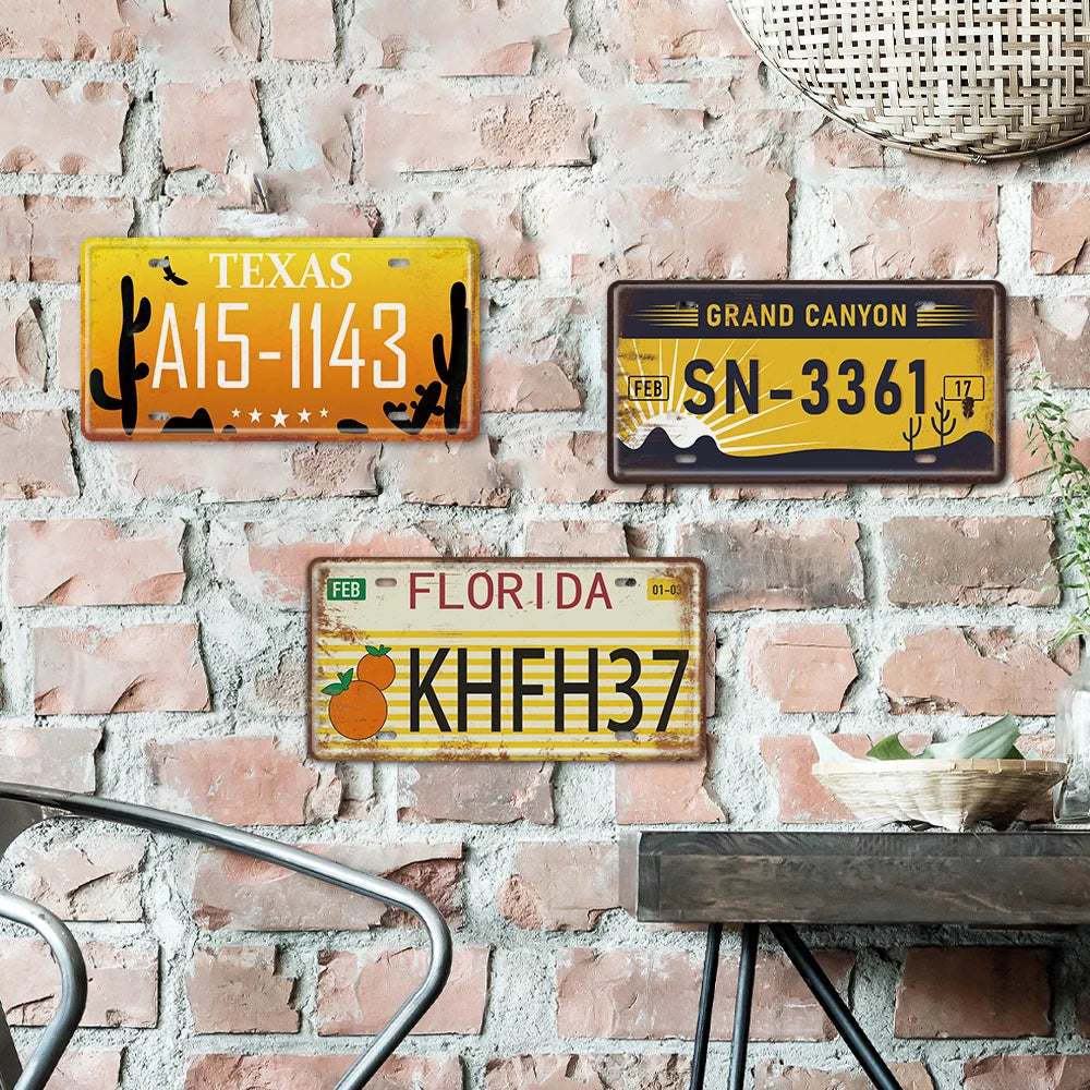 America Vintage Plate Size Place Name Tin Sign Hawaii Surf Style License Plate Metal Poster Car Garage Bar Decor
