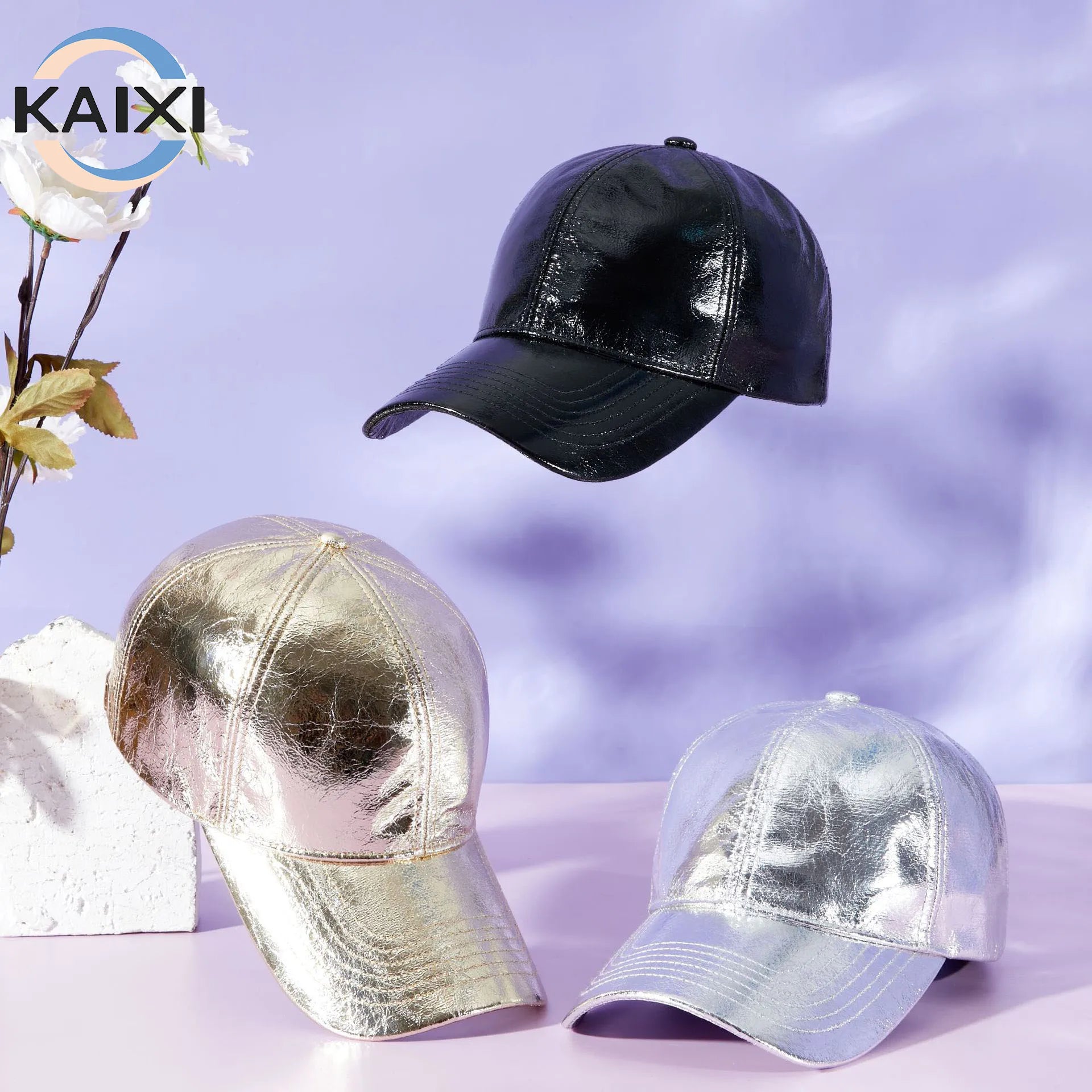 Hot Products Visor Cap 6 Panel Plain Leather Baseball Caps Fashion Shiny Baseball Caps