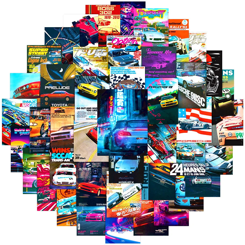 50PCS Newly Cool Fashional Japanese JDM Magazine Cover Sport Racing Car Poster