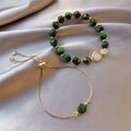 Drop Shipping Bracelet Beaded Crystal Bangles Jade Amethyst Turquoise 24k Gold Turquoise Beaded Jade Pearl Bracelet Bangles