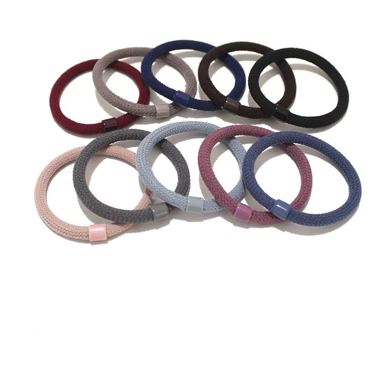Thick Strong Korean Stretch Ring Hair Tie Women Kids Girl Hair Accessories Bead Nylon Elastic Hair Rubber Band Ties