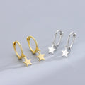 Minimalist 925 Sterling Silver Star Huggie Hoop Earring Gold Plated Star Drop Earring for Women Wholesale
