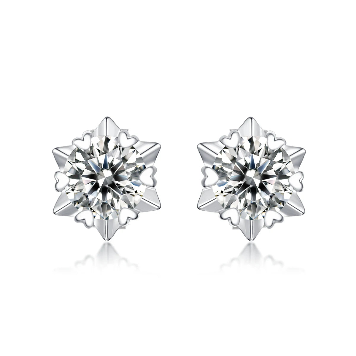 New Fashion 1 Carat Silver 925 Sterling Fancy Jewelry Moissanite Stud Earrings for Women Trendy Party Wedding Earrings Gift