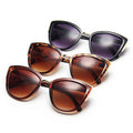 High Quality Ladies Retro Cat-Eye Sunglasses Blue PC Frame with Leopard Print Oversized Vintage Style Personality Shades