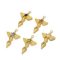 5Pcs Fashion Stainless Steel Wings Diamond Cross Charms Pendants for DIY Necklace Findings Jewelry Accessories Wholesale