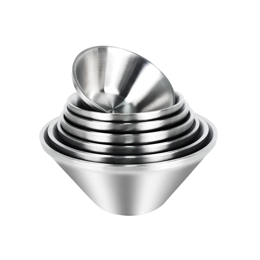 Japanese Double Wall Stainless Steel Salad Mixing Bowl Soup Noodle Large Bowl Ramen Pasta Bowl Set for Restaurant