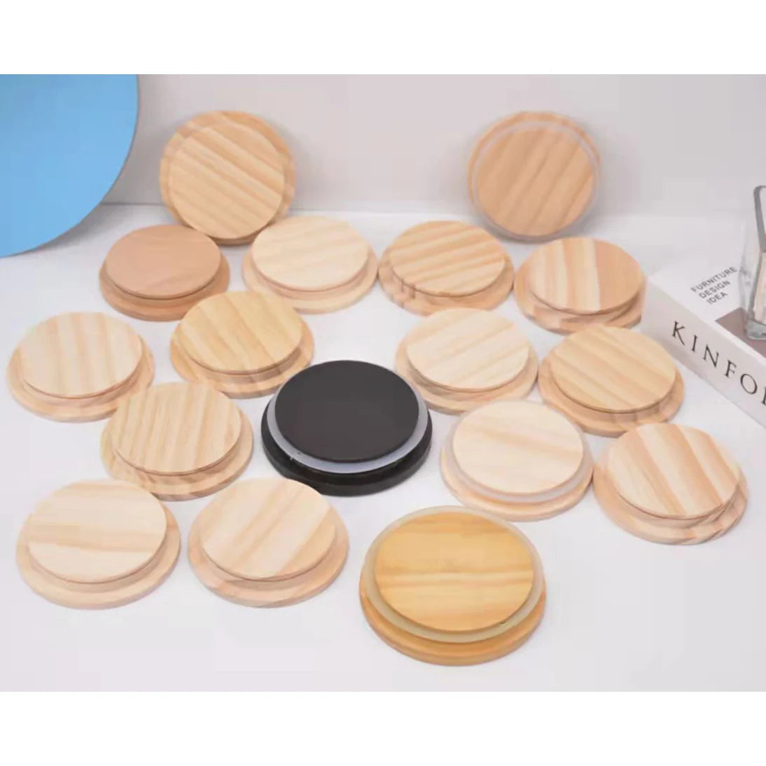 Glass Candle Container Glass Lid Customizable Candle Jar Lids Wood Lid for Candle Jar 10oz