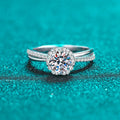 Silver 925 Original 1 Carat Brilliant Cut Diamond Test Past D Color Moissanite Wedding Ring for Teen Girls Gemstone Jewelry