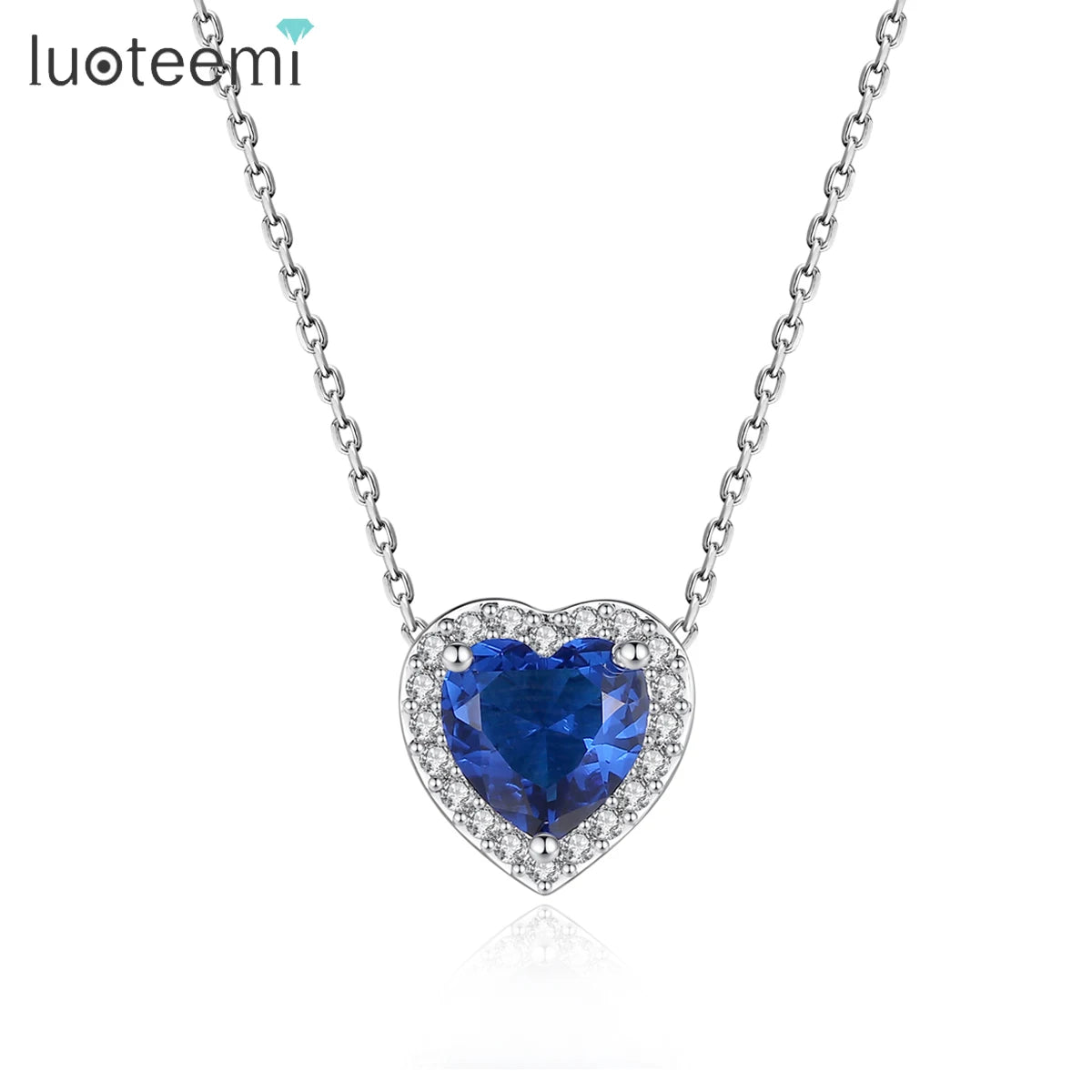LUOTEEMI Classy Best Selling Latest Design High Fashion Chain Charm Heart Pendant Colorful Love Trending Necklace
