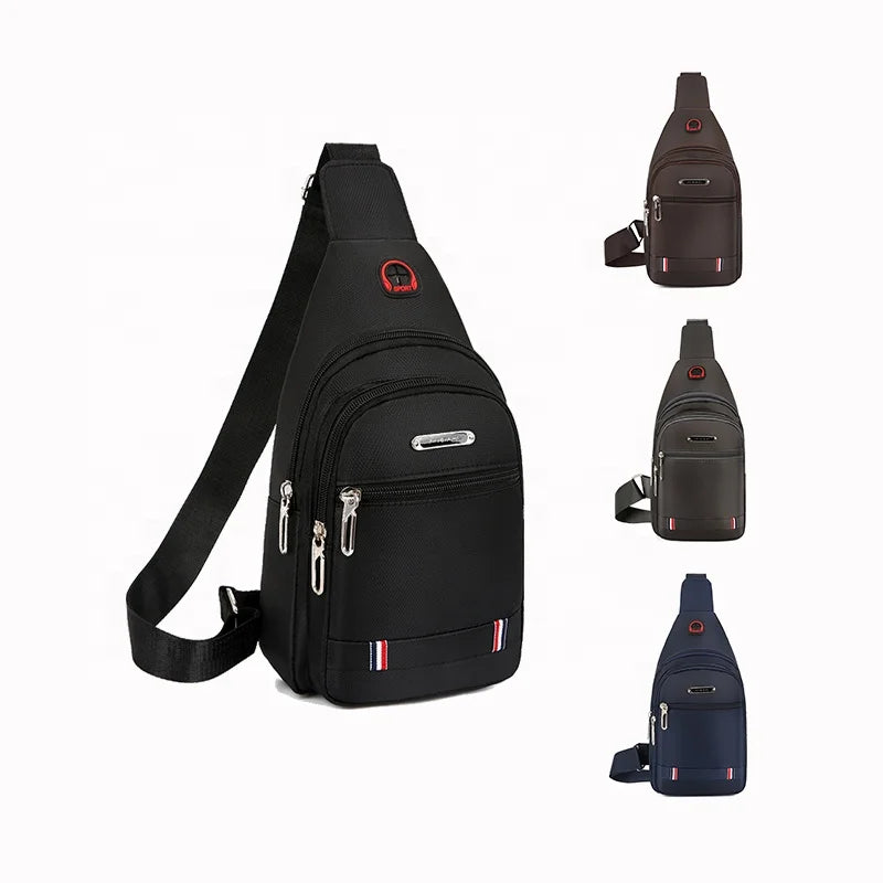 Waterproof Headphone Jack Chest Bag Men's Lightweight Mobile Phone Shoulder Bag Chest Sling Bag Shoulder